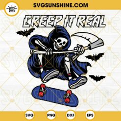 Creep It Real Skeleton Skater SVG, Skeleton Ghost Halloween SVG