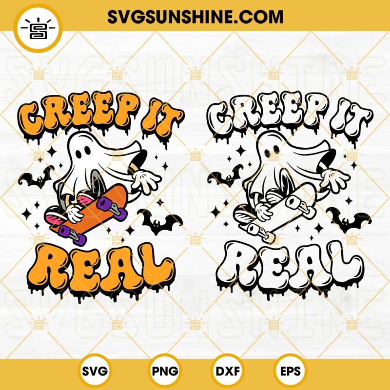 Creep It Real SVG Bundle, Ghost Skateboard SVG, Halloween Boy SVG