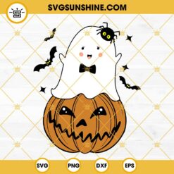 Cute Halloween Ghost Pumpkin SVG PNG DXF EPS Cut Files For Cricut Silhouette