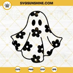 DAISY GHOST SVG, Cute Ghost Halloween SVG, Halloween Flower Ghost SVG, Floral Ghost SVG