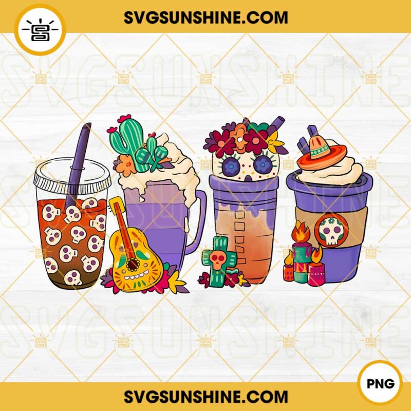Day Of The Dead Coffee PNG, Dia De Los Muertos PNG, Day Of the Dead PNG, Sugar Skull Coffee PNG Vector Clipart