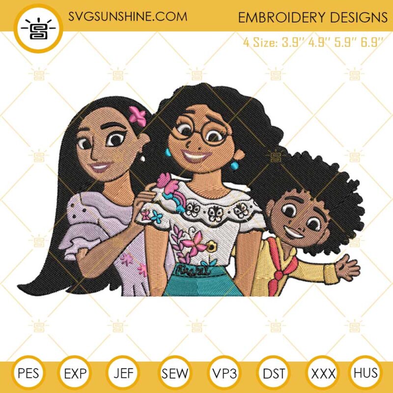 Encanto Embroidery Designs, Mirabel Isabela And Antonio Machine Embroidery Design