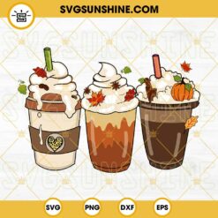 Fall Coffee Drink SVG PNG, Autumn Orange Pumpkin Latte Coffee SVG, Fall Coffee SVG PNG DXF EPS Designs