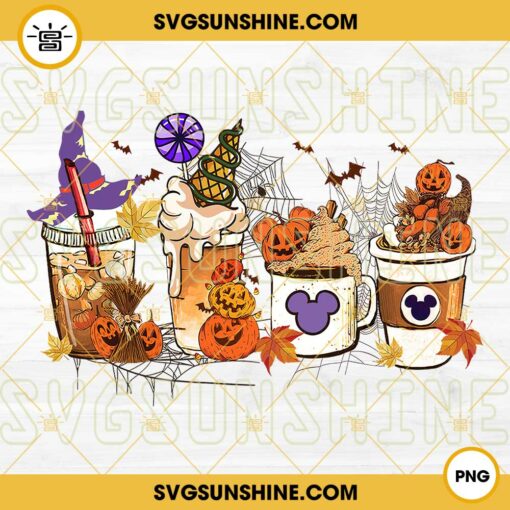 Fall Pumpkin Halloween Coffee Latte PNG, Mickey Pumpkin Spice Latte PNG, Halloween Coffee PNG