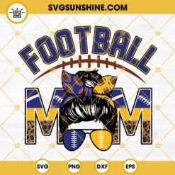 Football Mom Blue And Yellow Gold SVG, Leopard Print Football Mom SVG PNG DXF EPS Instant Download