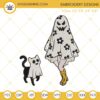 Ghost Girl And Ghost Cat Machine Embroidery Designs, Cat Mom Halloween Embroidery Design File