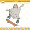 Ghost Skateboard Embroidery Designs, Boy Halloween Embroidery Design File