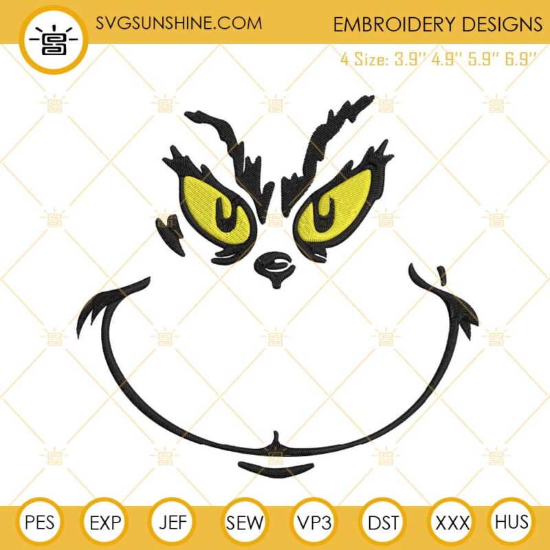 Grinch Face Machine Embroidery Design File