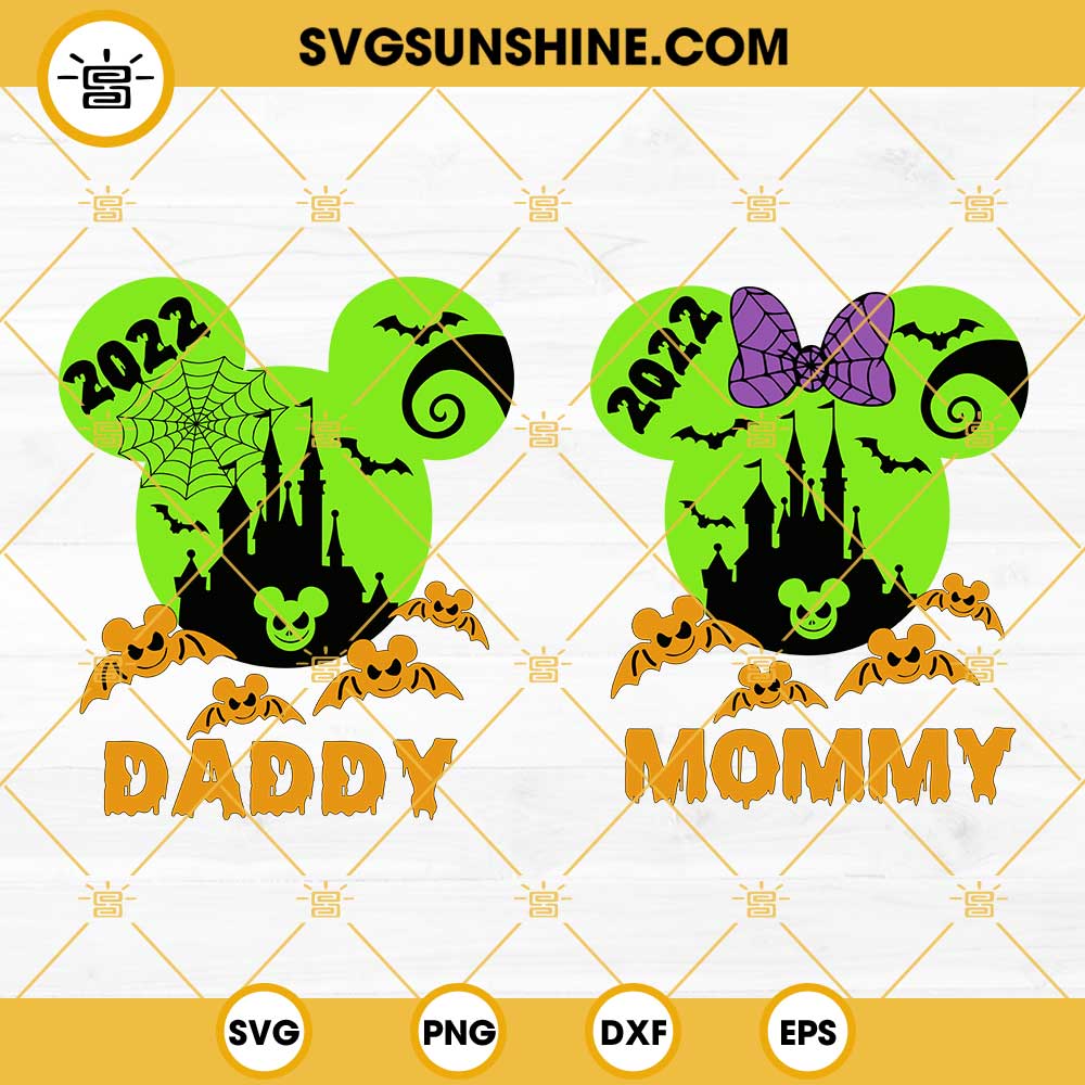 Halloween Daddy And Mommy SVG Bundle, Disney Happy Halloween 2022 SVG, Mickey Jack Skellington SVG