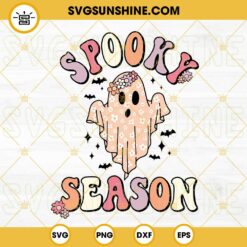 Halloween Spooky Season Flowers Ghost SVG, Cute Floral Ghost SVG PNG DXF EPS Cut Files