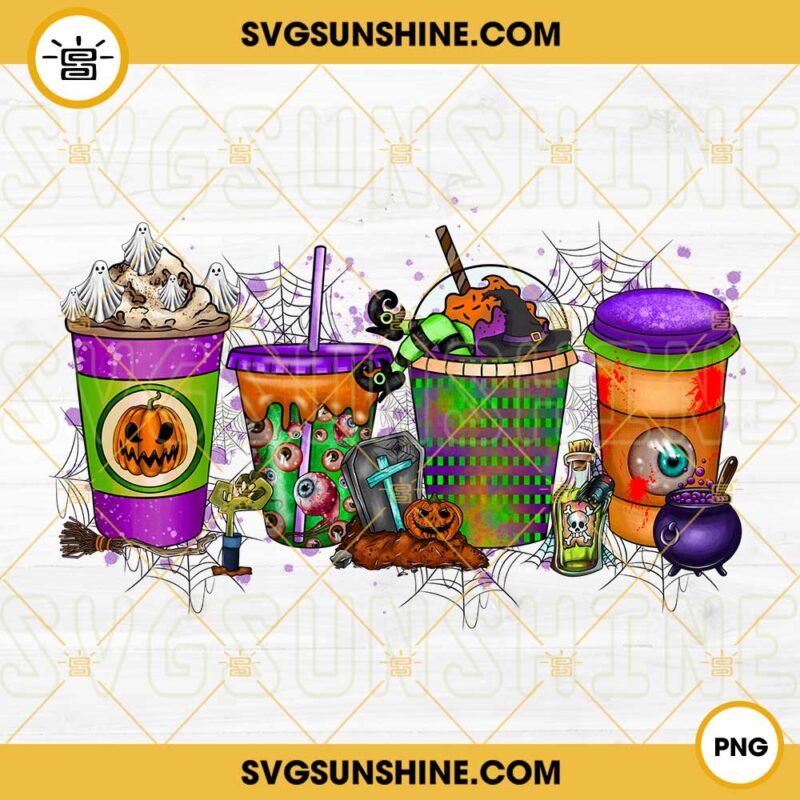 Halloween Horror Coffee Drink PNG, Coffee Drink Latte Cozy Halloween PNG, Coffee Halloween PNG Design Files