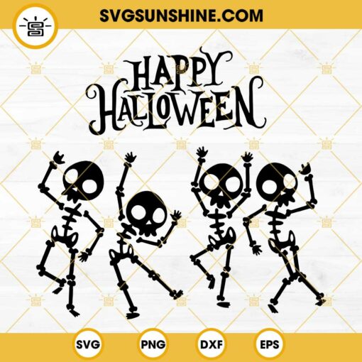 Happy Halloween Skeleton SVG, Dancing Skeleton SVG, Skeletons Happy Halloween SVG
