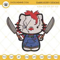 Freddy Krueger Hello Kitty Embroidery Designs, Hello Kitty Horror Embroidery Design File