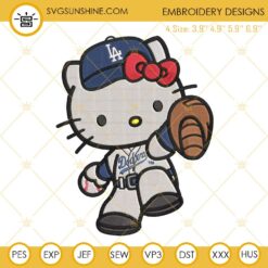 Hello Kitty Dodgers Embroidery Design File, Los Angeles Dodgers Embroidery Pattern