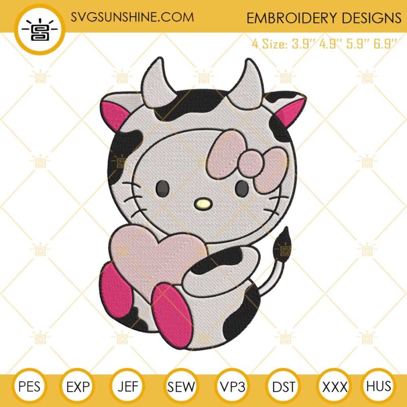 Hello Kitty Cow Embroidery Designs File
