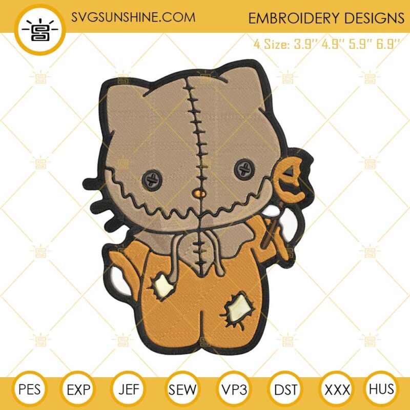 Hello Kitty Sam Trick R Treat Machine Embroidery Design File, Hello Kitty Halloween Embroidery Designs