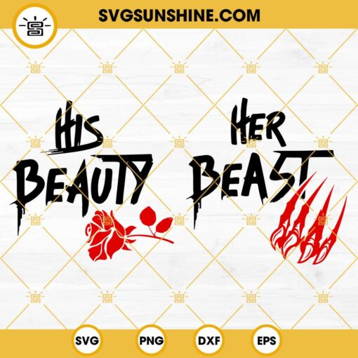 Her Beast His Beauty SVG PNG DXF EPS Cutting Files Bundle