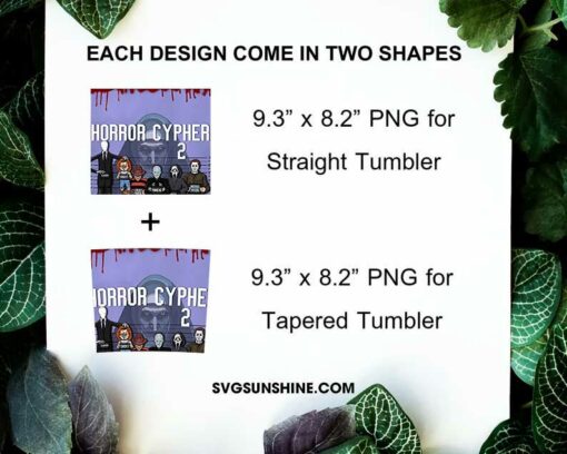 Horror Cypher 20oz Skinny Tumbler Template PNG, Chucky, Pinhead Halloween Tumbler Design PNG File Digital Download