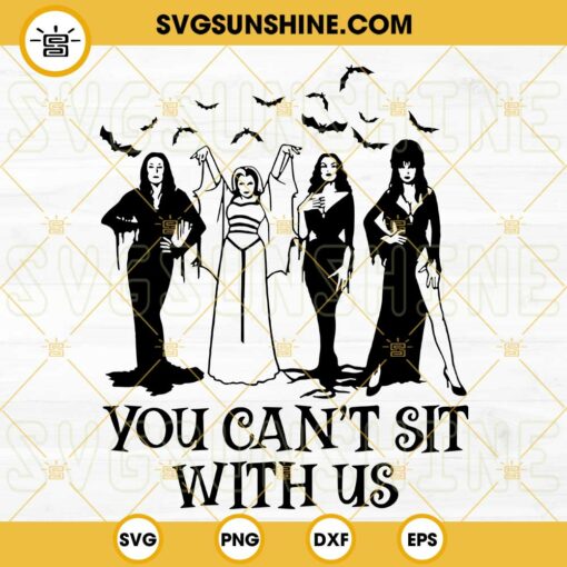 Horror Girls SVG, You Can’t Sit With Us SVG, Morticia Addams SVG, Vampira SVG, Elvira SVG, Lily Munster SVG