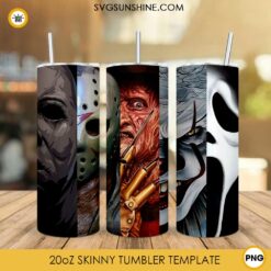 Horror Halloween Tumbler Design PNG File Digital Download, Skinny Tumbler Template PNG