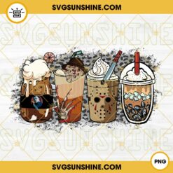 Horror Movie Characters Coffee Latte leopard Print PNG Vector Clipart
