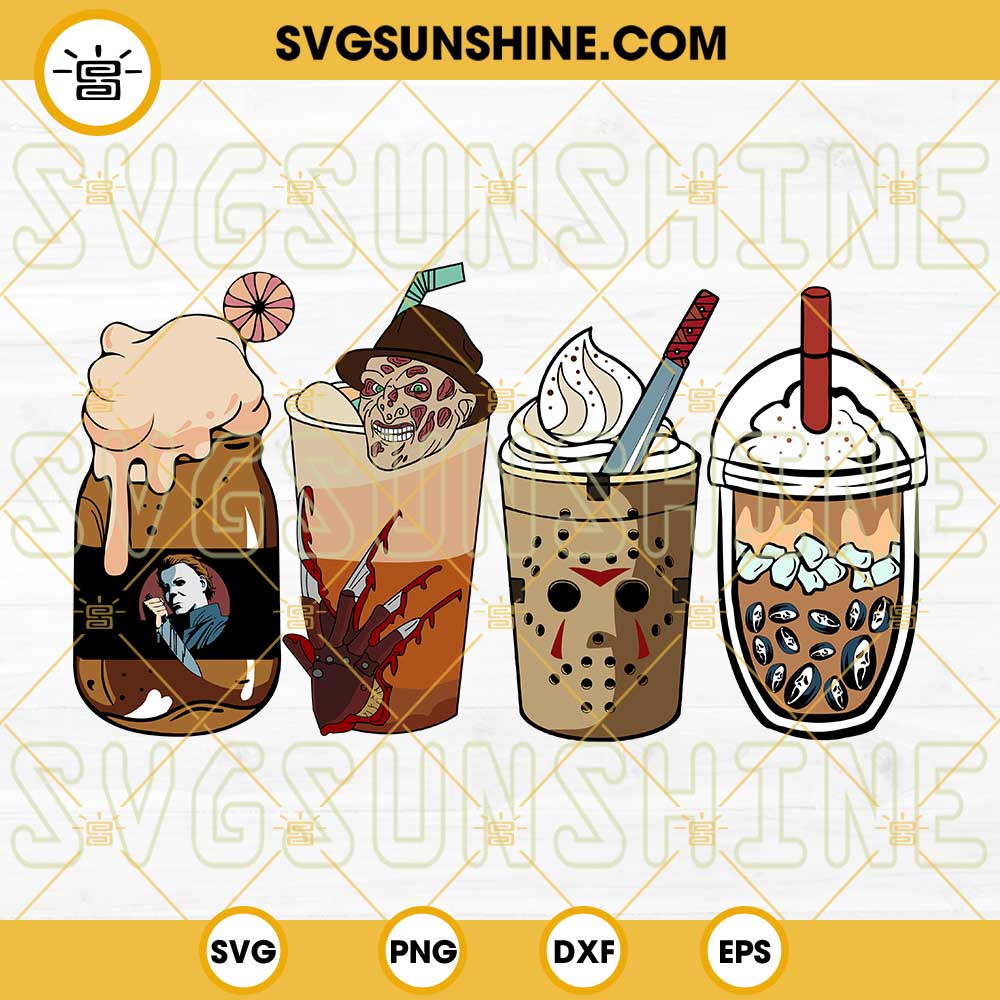 Horror Movie Coffee SVG PNG, Halloween Coffee Latte SVG PNG DXF EPS Cut