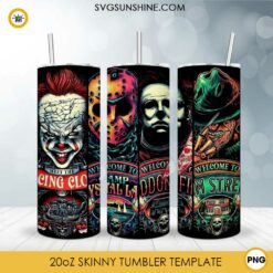 Horror Movie Skinny Tumbler Design PNG File Digital Download, Tumbler Design PNG File