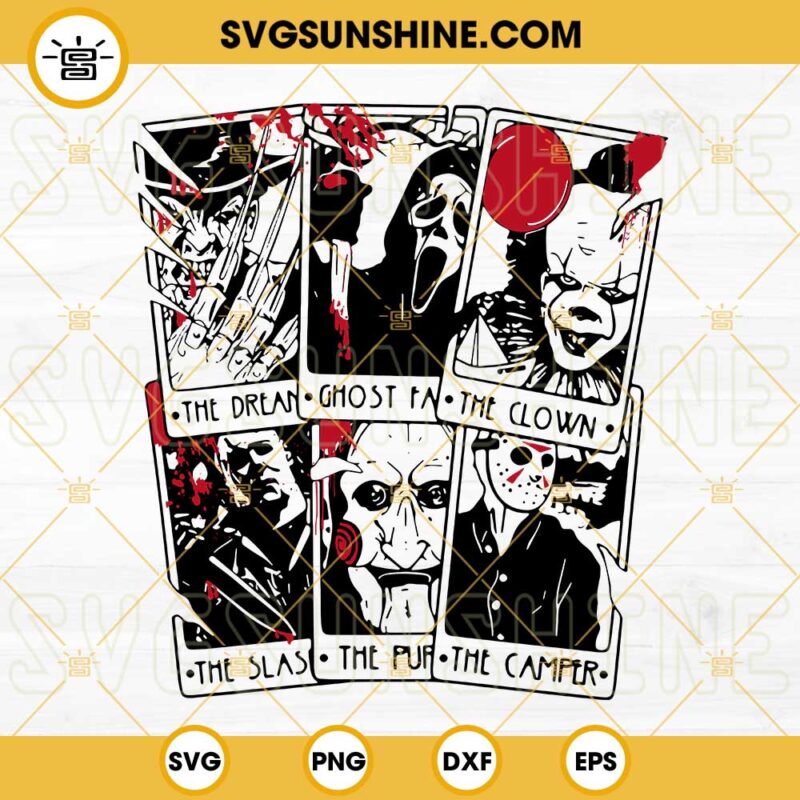 Horror Tarot Cards SVG, Horror Characters SVG, Halloween Horror Movie