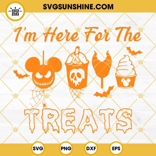 I’m Here For The Treats SVG, Disney Halloween Snacks SVG, Mickey Mouse Jack Skellington SVG