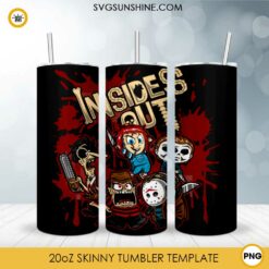 Insides Out Halloween 20oz Skinny Tumbler Template PNG, Chucky, Jason Voorhees, Freddy Krueger Skinny Tumbler Design PNG File Digital Download