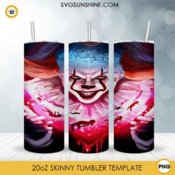 It Movies 20oz Skinny Tumbler Template PNG, Pennywise Halloween Skinny Tumbler Design PNG File Digital Download