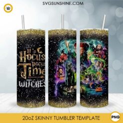 It's Hocus Pocus Time Witches 20oz Skinny Tumbler Template Design PNG