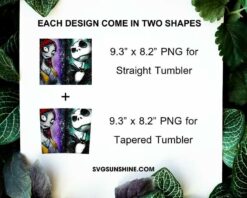 Jack And Sally Halloween 20oz Skinny Tumbler Template PNG, Nightmare Before Christmas Skinny Tumbler Design PNG File Digital Download