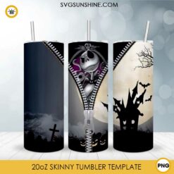 Jack Skellington 20oz Skinny Tumbler Template PNG, Jack Skellington Halloween Skinny Tumbler Design PNG File Digital Download