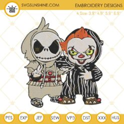 Jack Skellington And Pennywise Embroidery Designs, Halloween Embroidery Pattern