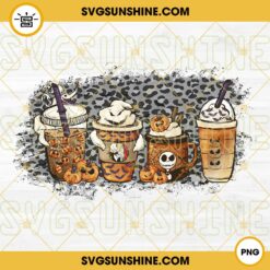 Jack Skellington Coffee Latte leopard print PNG, Nightmare Before Christmas Coffee PNG, Halloween Coffee Latte PNG