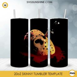 Jason Voorhees 20oz Skinny Tumbler Template PNG, Jason Voorhees Art Halloween Skinny Tumbler Design PNG File Digital Download