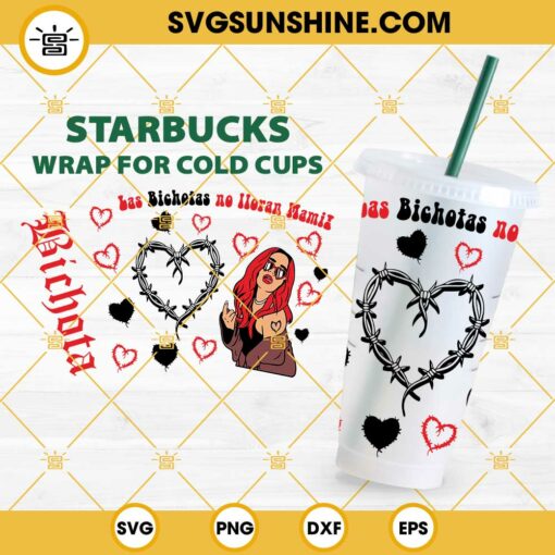 Karol G Red Hair Full Wrap For Starbucks Cold Cup SVG