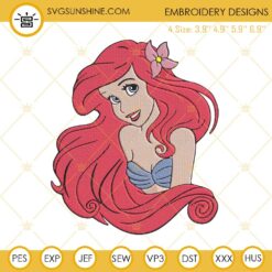 Ariel Princess Under The Moon Embroidery Designs, Little Mermaid Embroidery Files