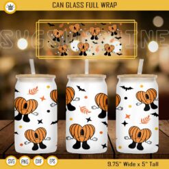 Spooky Bad Bunny Pumpkin Halloween Libbey 16oz Can Glass Full Wrap SVG PNG DXF EPS