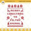 Merry Christmas Ya Filthy Animal Embroidery Designs, Home Alone Ugly Christmas Sweater Embroidery Design File