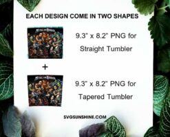 Metal And Horror 20oz Skinny Tumbler Template PNG, Halloween Movies And Rock Band Skinny Tumbler Design PNG File Digital Download