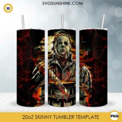 Michael Myers Art 20oz Skinny Tumbler Template PNG, Halloween Movies Skinny Tumbler Design PNG File Digital Download