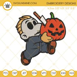 Michael Myers Super Mario Embroidery Designs, Michael Myers Pumpkin Halloween Embroidery Design File