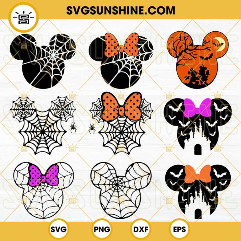 Mickey Minnie Halloween SVG Bundle, Mouse Head Halloween SVG, Mickey