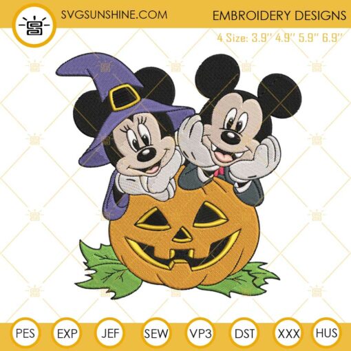 Mickey Minnie Pumpkin Halloween Embroidery Designs File