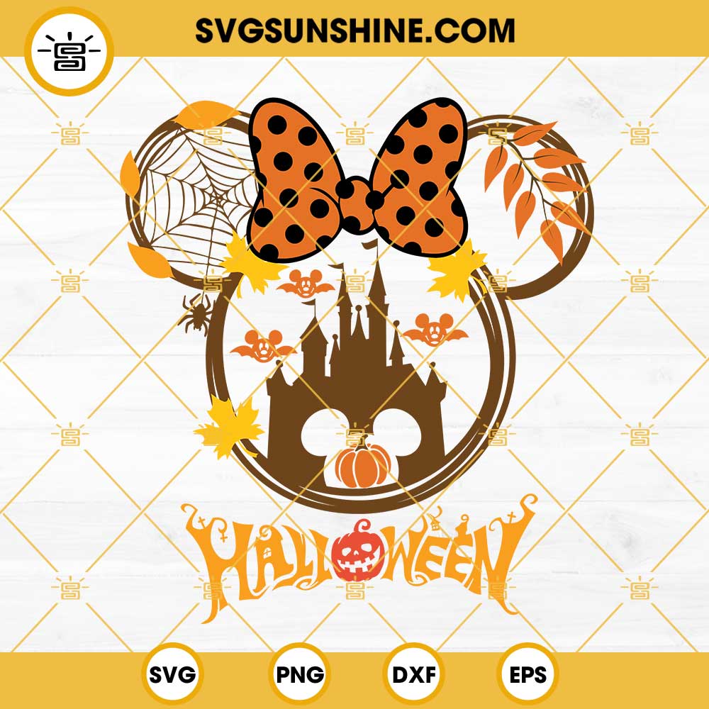 Minnie Halloween Fall Pumpkin SVG, Disney Happy Halloween SVG PNG DXF