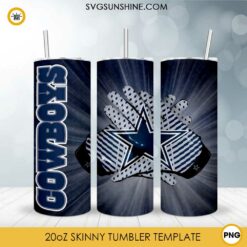 Dallas Cowboys Gloves 20oz Skinny Tumbler Template PNG