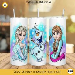 Elsa And Anna Olaf 20oz Skinny Tumbler Template PNG, Frozen Disney Skinny Tumbler Design PNG File Digital Download