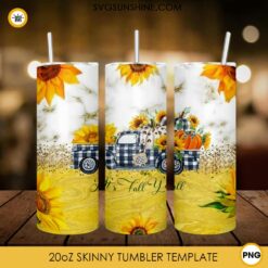It's Fall Y'all 20oz Skinny Tumbler Template PNG, Pumpkin Truck Skinny Tumbler Design PNG File Digital Download